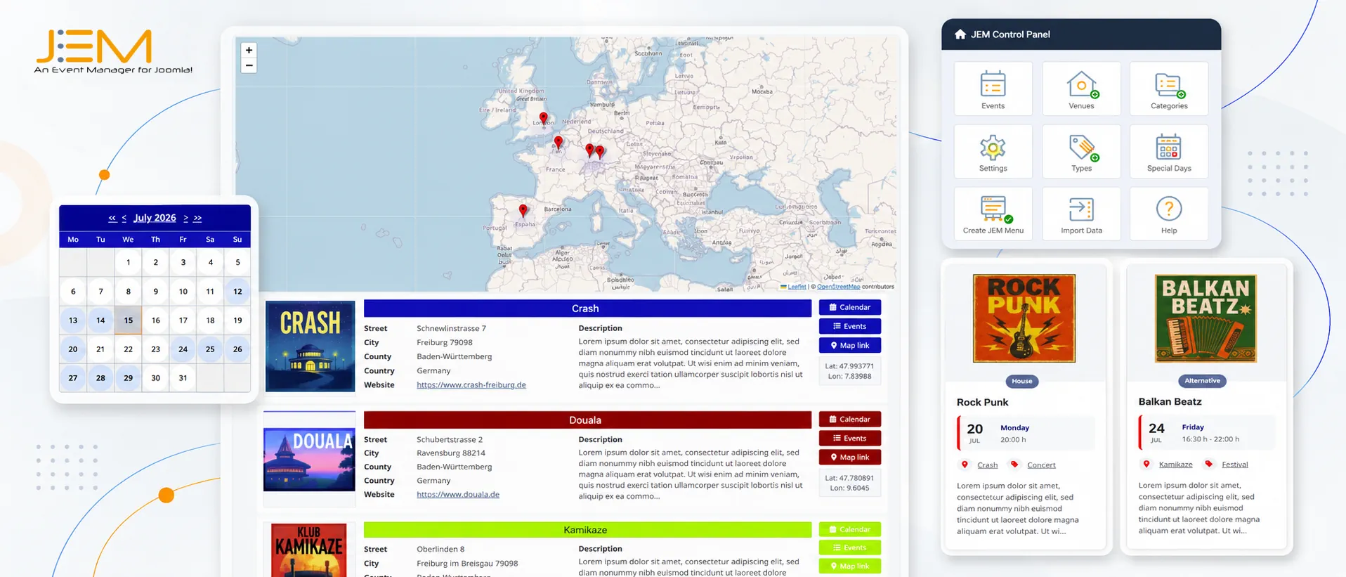 jem open source joomla events manager